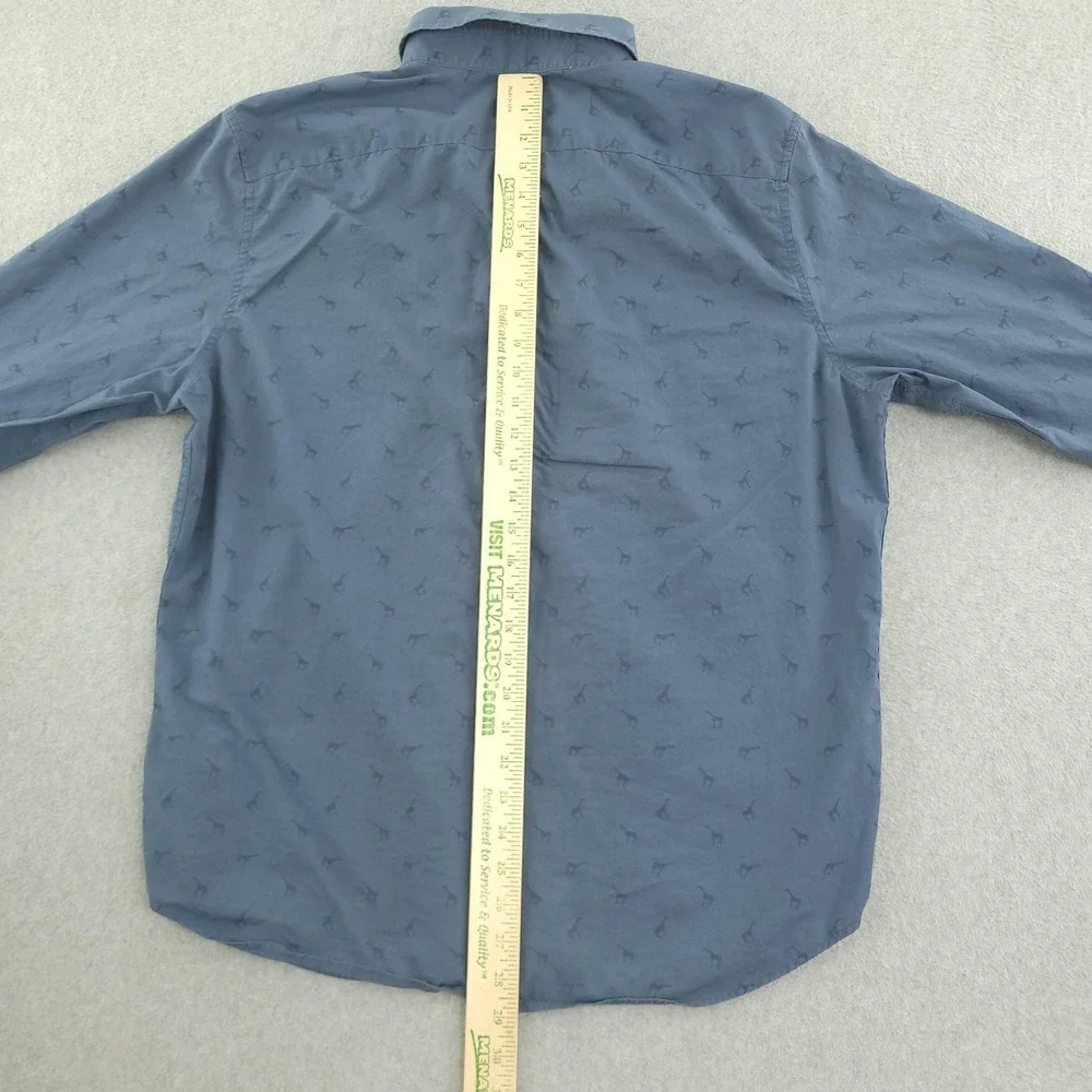 Banana Republic Shirt Mens L Blue Giraffe Print Long Sleeve Button Down Cotton